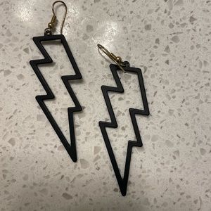 Black Lightning Bolt Earrings